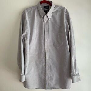 Stafford Men's Gray Button Down Oxford Shirt